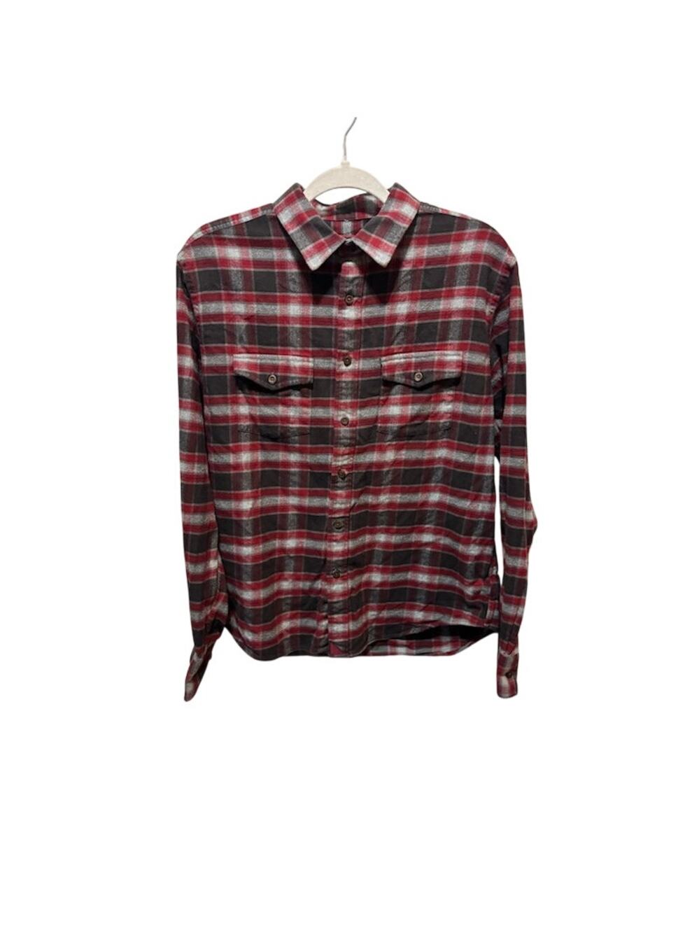 UNTUCKit Men's Large Manning Button Down Shirt Red Gray Plaid Long Sleeve Cotton